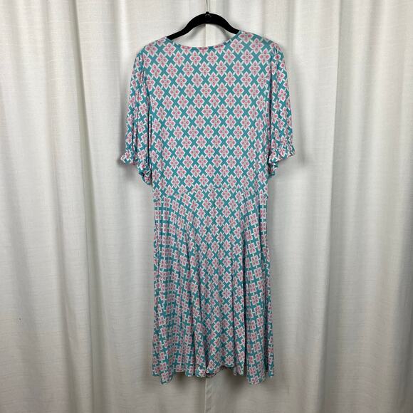 Boden Blue&Pink V Neck Jersey Midi Dress Sz.12L - Picture 9 of 13